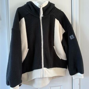 FP Movement by Free People Black and Cream Sherpa Zip Hoodie